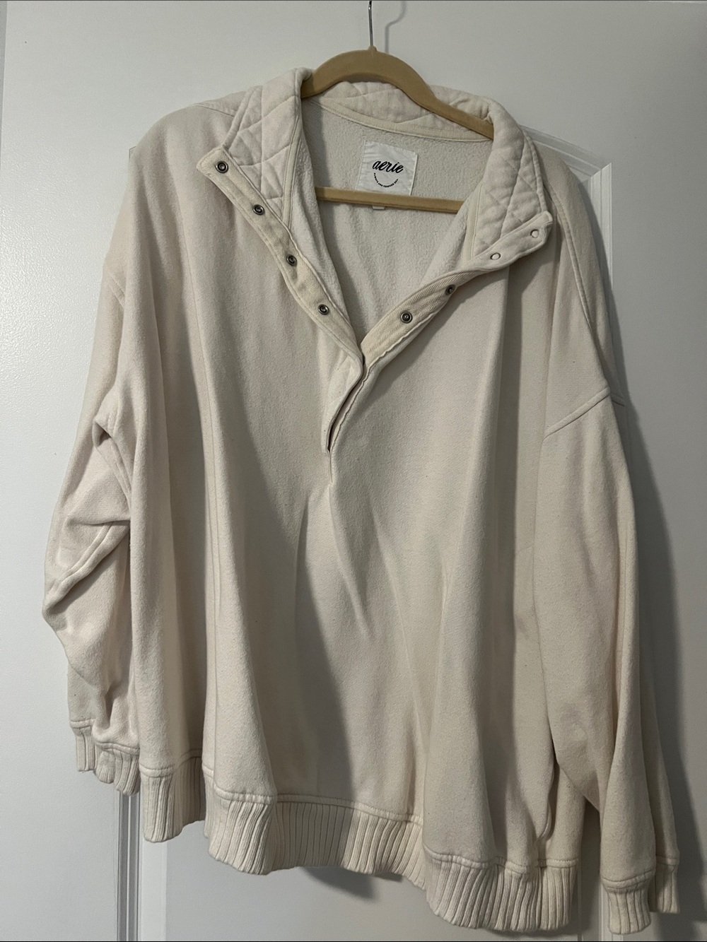 aerie Cream “Oh Snap” Pullover